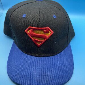 DC Comics Superman Logo Ball Cap Adjustable SnapBack Black With Blue Bill